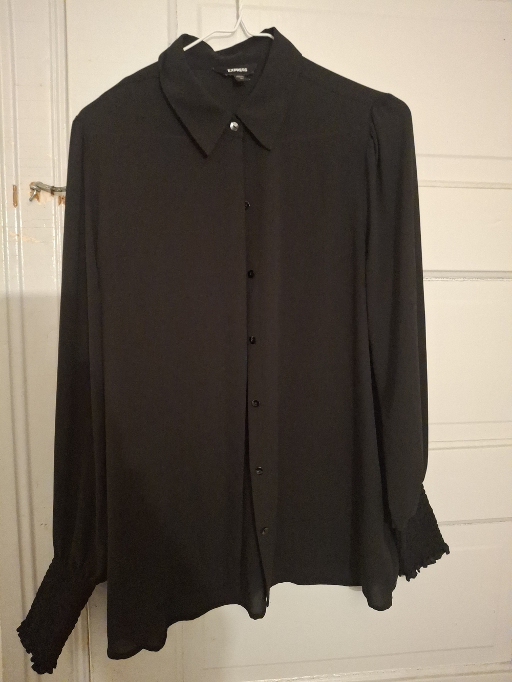Express Black Long Sleeve Button-Up Blouse